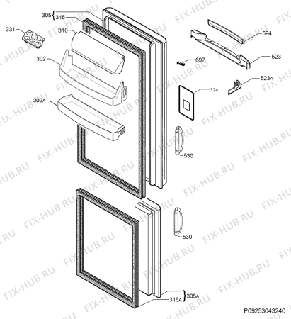 Взрыв-схема холодильника Electrolux ENA34935X - Схема узла Door 003